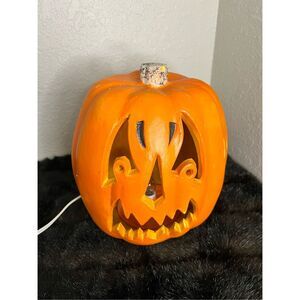 Halloween Blow Mold 1998 Paper Magic Pumpkin Jack O Lantern Light Up Prop Scary
